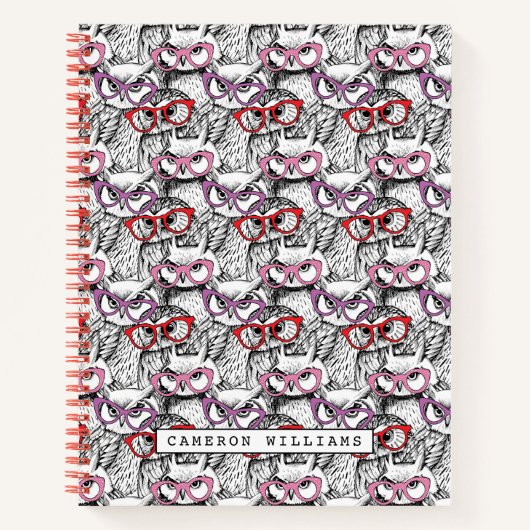 Carnet Motif des Lunettes de vue Owl | Ajouter Votre Nom (Devant)