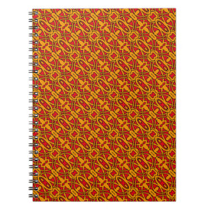 Carnet Motif dessiné à la main orange et rouge