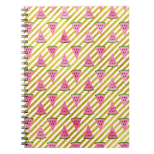 Carnet Motif d'été Pink Watermelon et Yellow Strip (Devant)