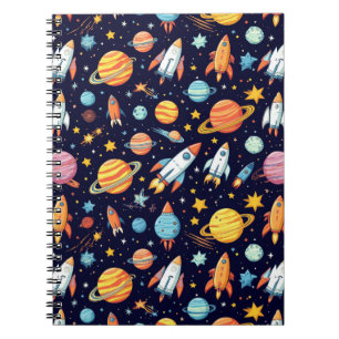 Carnet Motif d'exploration spatiale coloré