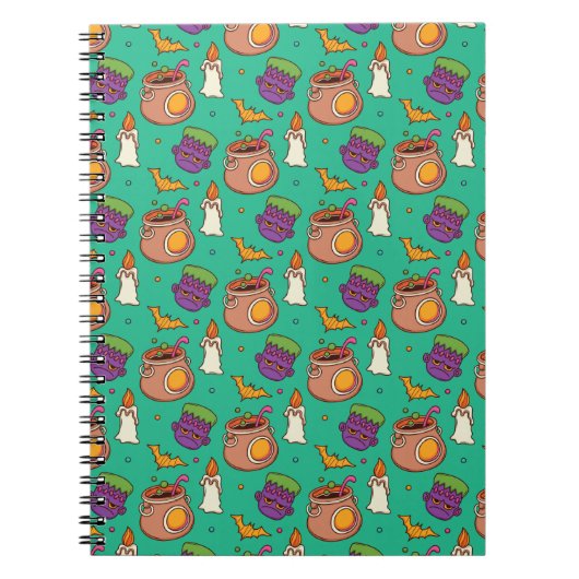 Carnet Motif d'Halloween avec chauves-souris et Motif ver (Devant)