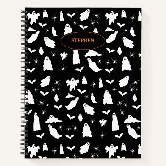 Carnet Motif d'Halloween, chauves-souris et araignées (Devant)