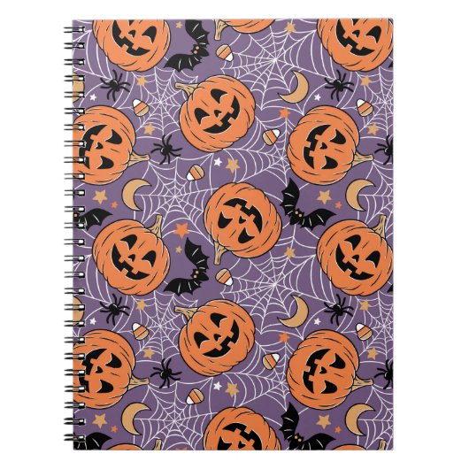 Carnet Motif d'Halloween violet Jack-O-lanterne (Devant)