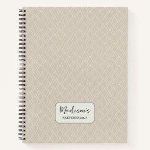 Carnet Motif diamant beige blanc cassé personnalisé