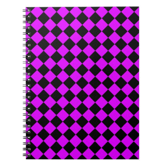 Carnet Motif diamant damier noir violet (Devant)