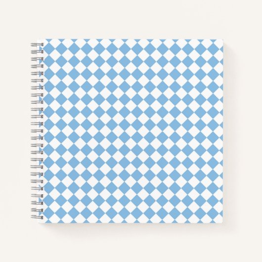 Carnet Motif diamant de damier bleu et blanc (Devant)