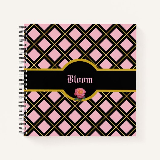 Carnet Motif diamant doré et noir (Devant)