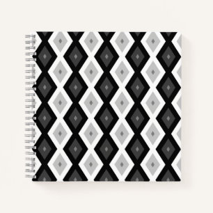 Carnet Motif diamant noir, blanc et gris
