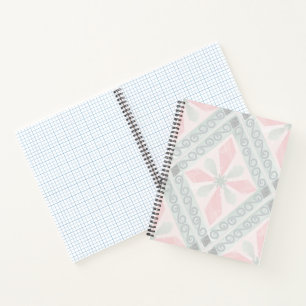 Carnet Motif diamant pastel vert et rose