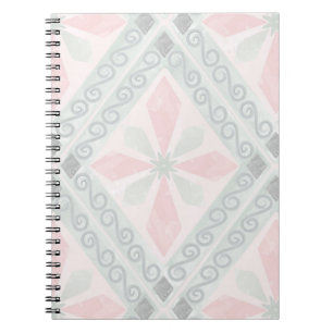 Carnet Motif diamant pastel vert et rose