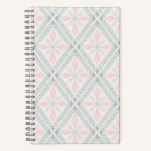 Carnet Motif diamant pastel vert et rose