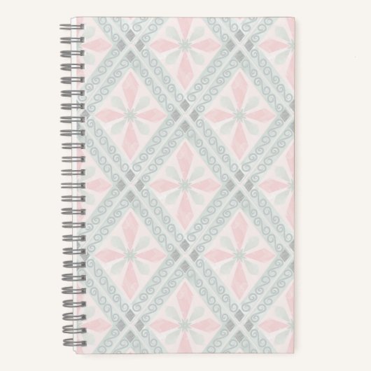 Carnet Motif diamant pastel vert et rose (Recto)