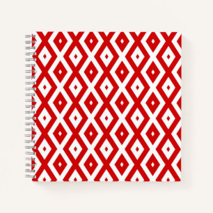 Carnet Motif diamant rouge et blanc
