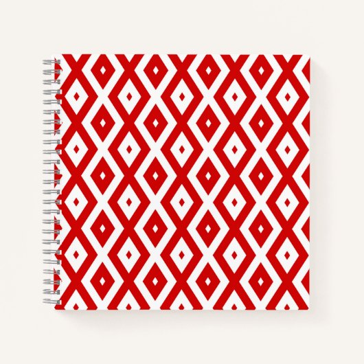 Carnet Motif diamant rouge et blanc (Devant)
