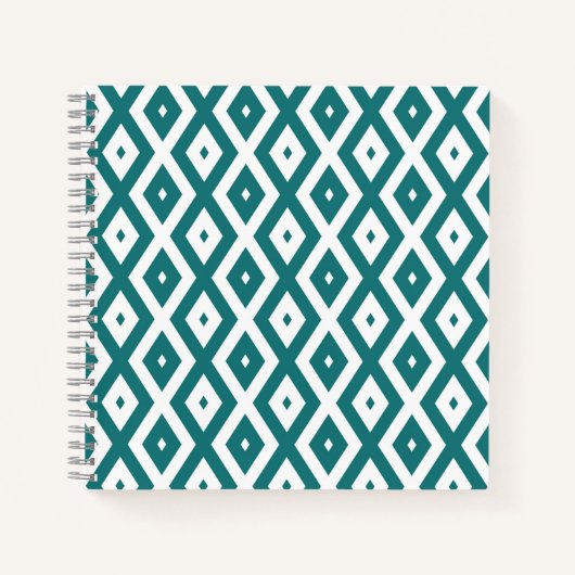 Carnet motif diamant turquoise et blanc (Devant)