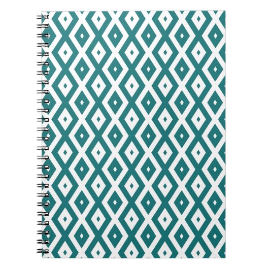 Carnet motif diamant turquoise et blanc (Devant)