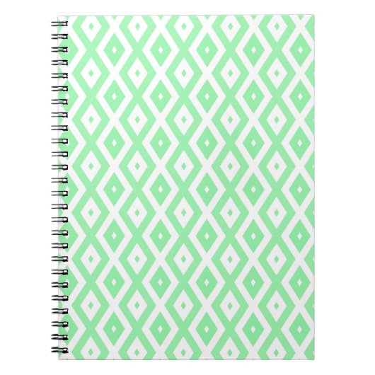 Carnet Motif diamant vert et blanc (Devant)