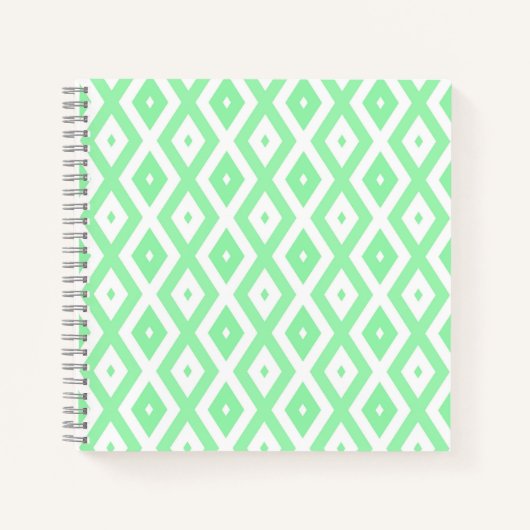 Carnet Motif diamant vert et blanc (Devant)