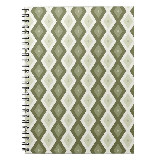 Carnet Motif diamant vert olive (Devant)