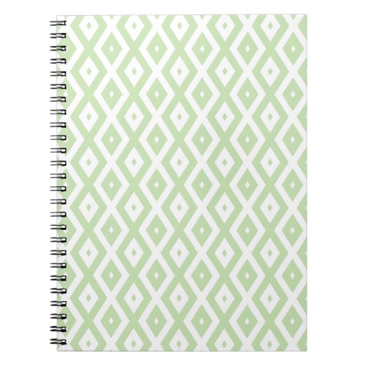 Carnet Motif diamant vert pâle et blanc (Devant)