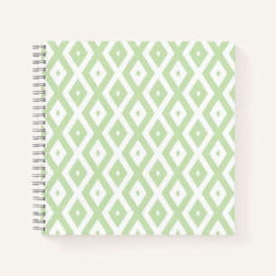 Carnet Motif diamant vert pâle et blanc