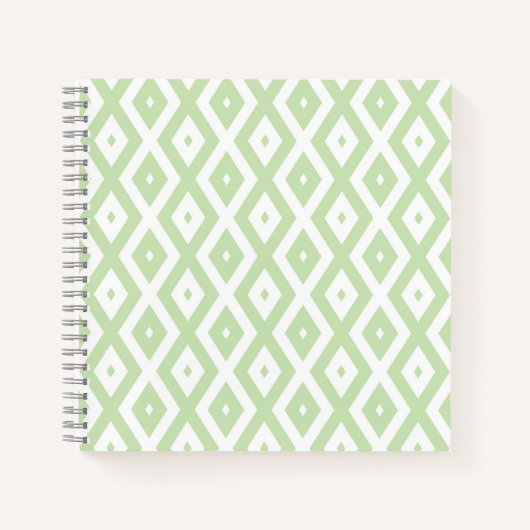 Carnet Motif diamant vert pâle et blanc (Devant)