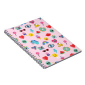 Carnet Motif d'icônes émojis rose mignon des années 80  (Côté Droit)