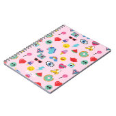 Carnet Motif d'icônes émojis rose mignon des années 80  (Côté gauche)