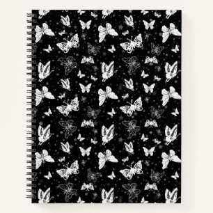 Carnet Motif d'illustration noir blanc papillon