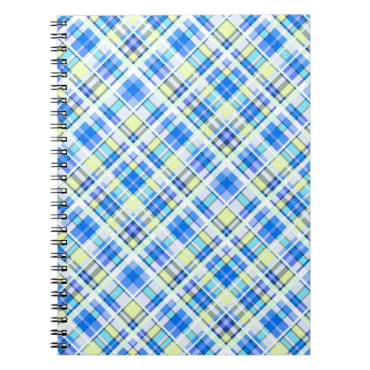 Carnet Motif d'impression à damiers jaune et bleu clair (Devant)