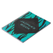Carnet Motif d'impression Turquoise et noir de tigre de m (Côté gauche)