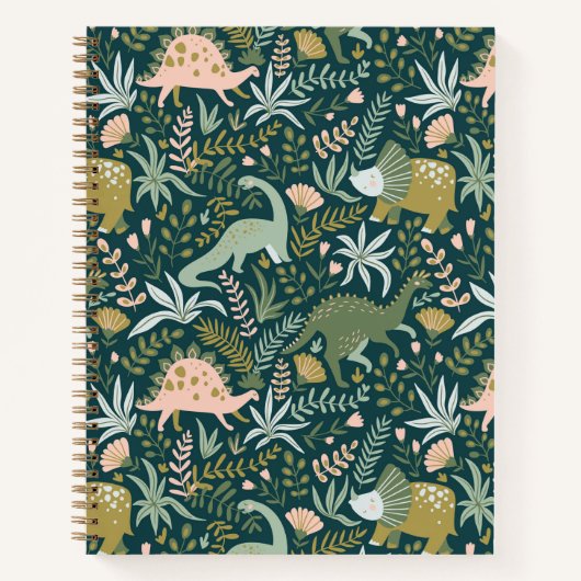 Carnet Motif Dinosaur Vert (Devant)