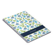 Carnet Motif dinosaure bleu vert avec nom d'enfant (Côté Droit)