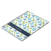 Carnet Motif dinosaure bleu vert avec nom d'enfant (Côté gauche)