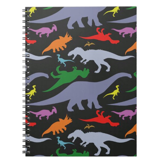 Carnet Motif Dinosaure coloré (foncé) (Devant)