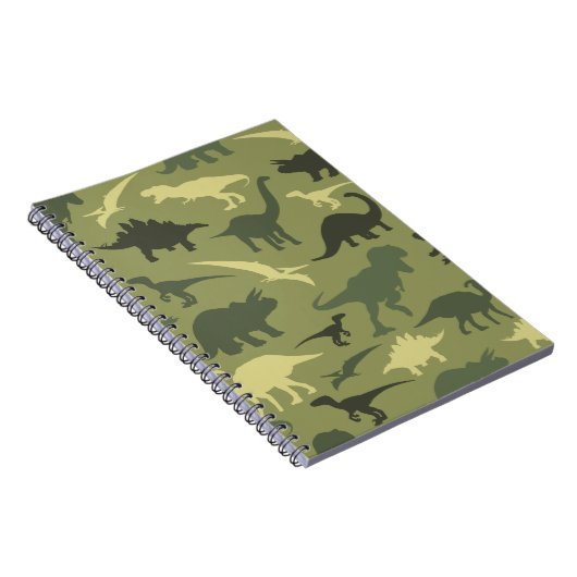 Carnet Motif Dinosaure, Silhouette Dinosaure, Dino Vert (Côté Droit)