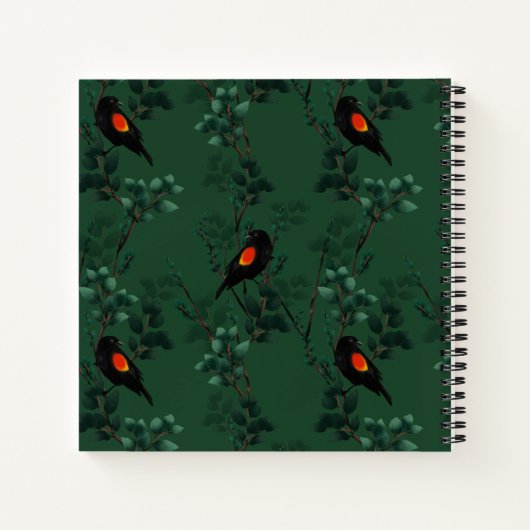Carnet Motif d'oiseau-noir à ailes rouges (Dos)