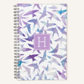 Carnet Motif d'oiseaux d'aquarelle violet (Recto)