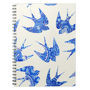 Carnet Motif d'oiseaux d'hirondelle bleu