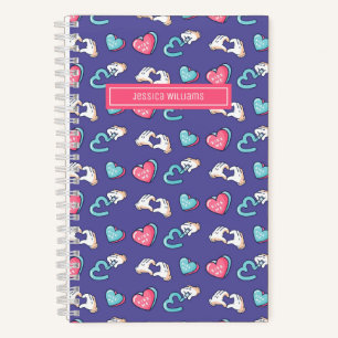 Carnet Motif doodle de cœur mignon Rétro amour adolescent