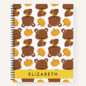 Carnet Motif D'Ours, Mignons Ours, Citrouille, Votre Nom (Devant)
