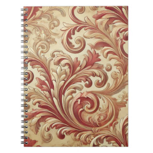 Carnet Motif doux rouge et or Damask