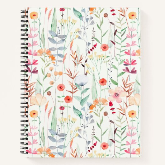 Carnet Motif du jardin de fleurs Pastel (Devant)
