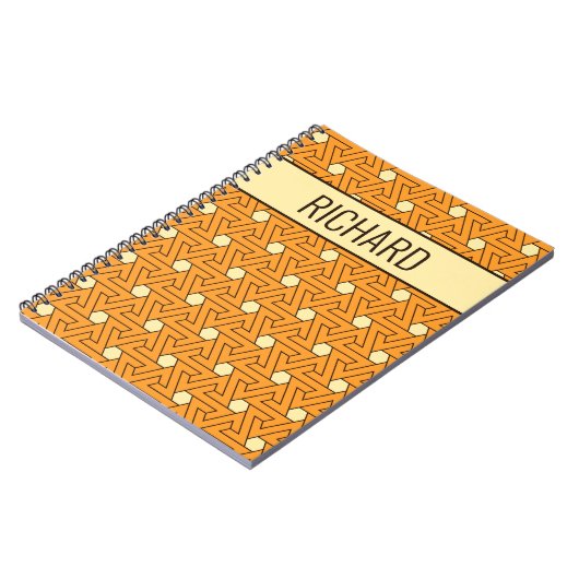 Carnet Motif égyptien vintage orange beige Triskelion (Côté gauche)