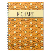 Carnet Motif égyptien vintage orange beige Triskelion (Devant)