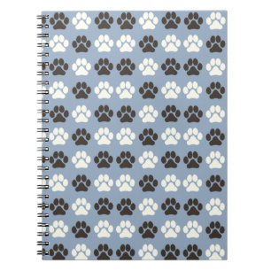 Carnet Motif Empreinte de Patte Argent Bleu
