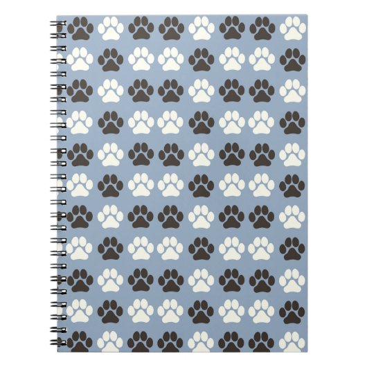 Carnet Motif Empreinte de Patte Argent Bleu (Devant)