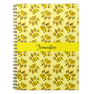 Carnet Motif Empreinte de patte Leopard Ajouter un nom