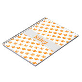 Carnet Motif Empreinte de patte orange personnalisé (Côté gauche)