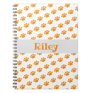 Carnet Motif Empreinte de patte orange personnalisé